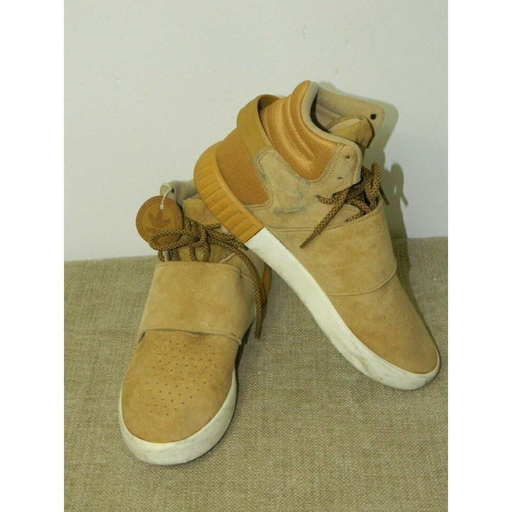 Adidas Men's Sneaker Tubular Invader Strap Boot Beige Khaki High Size 7